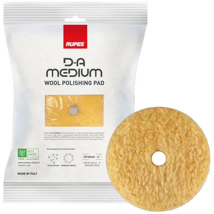 RUPES D-A Medium Wool Polishing Pad 9.NW160M - 6" Yellow