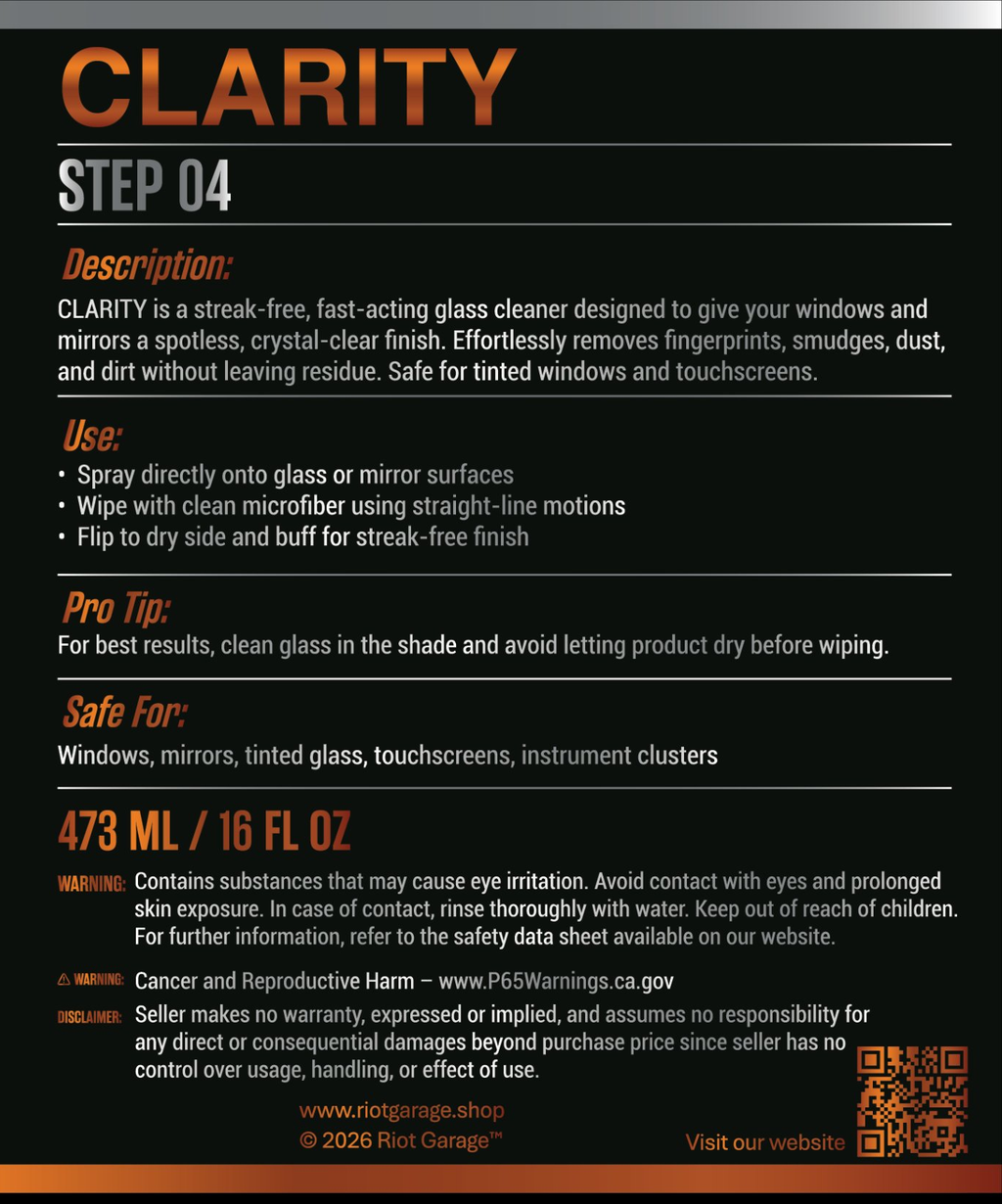 Riot Garage CLARITY Streak-Free Glass Cleaner - Step 04