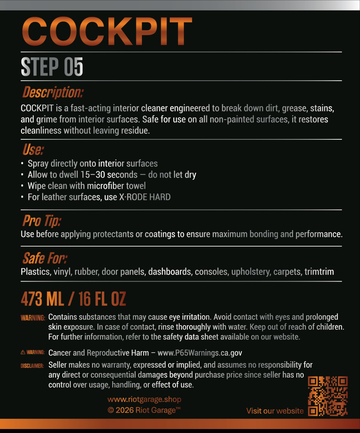 Riot Garage COCKPIT Car Interior Cleaner - Step 05