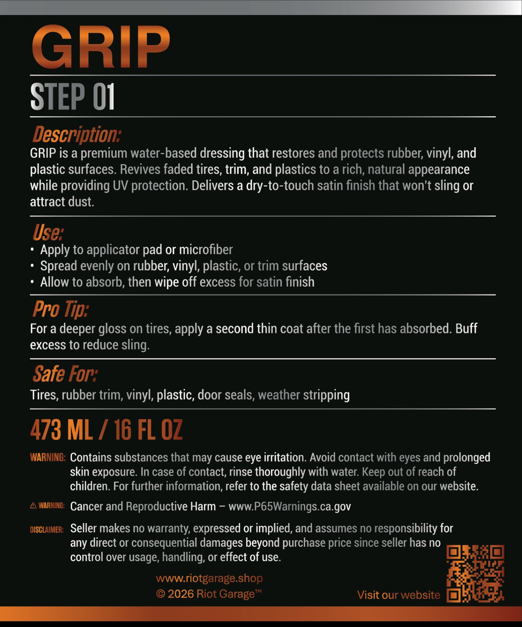 Riot Garage GRIP Tire & Trim Dressing - Step 01